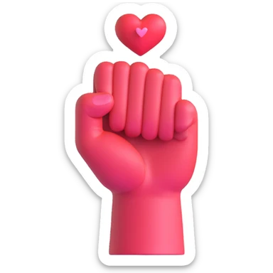fist icon with a small heart floating above it sticker