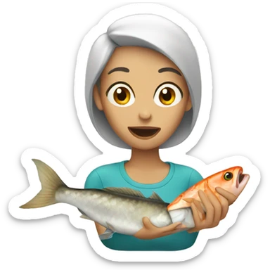 Women eating a fish  sticker