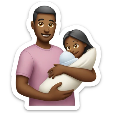 parents carring new born baby sticker