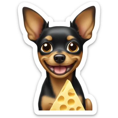 Toy terrier with cheese  sticker