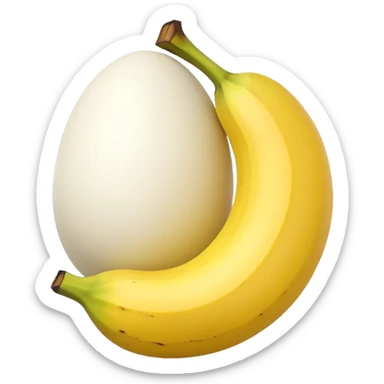 A banana standing between two eggs sticker