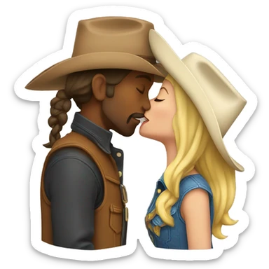 Cowgirl and cowboy kissing sticker