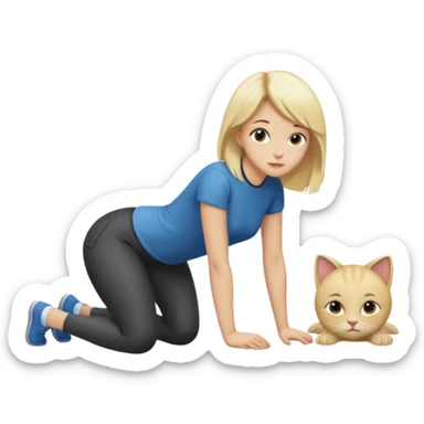 A girl on ground on all fours like a cat and a guy standing with knee on the ground. The guy is standing behind the girl. Guy is a male. sticker