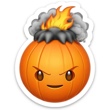 explosive bomb emoji with flames and smoke sticker