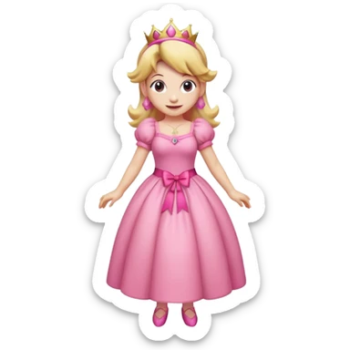 Princess peach full body with a pink ribbon on her hair sticker