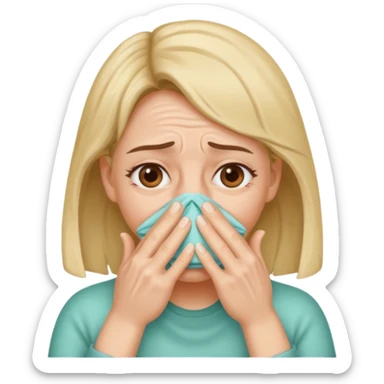 The girl needs to be blocking her nose with both hands to avoid the bad smell. sticker