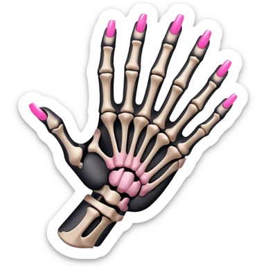 A skeletal hand with pink nails (5 fingers) sticker