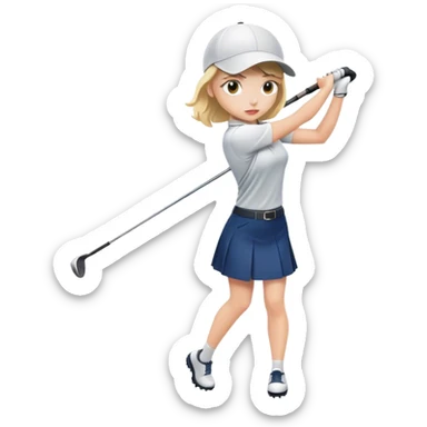 Girl swinging golf club sticker