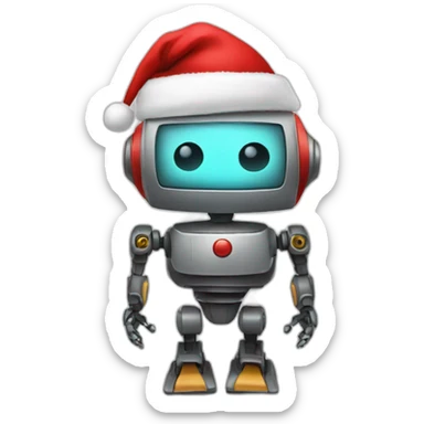 Robot with a Santa hat sticker