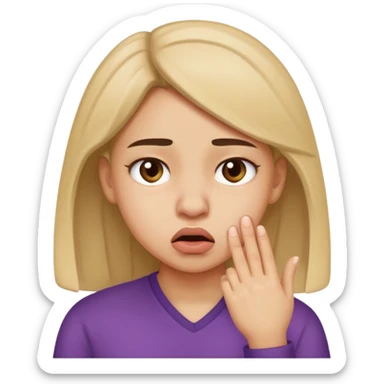 Create an emoticon. It needs to be a girl's face. She is blocking her nose to avoid the bad smell. sticker