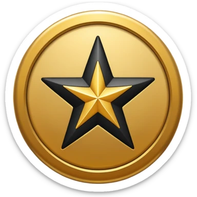 Black star in golden circle sticker