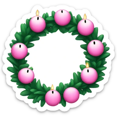 christmas pink garland with candle  sticker