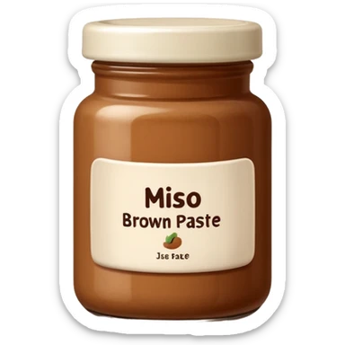 small jar of brown miso paste, minimal label. sticker