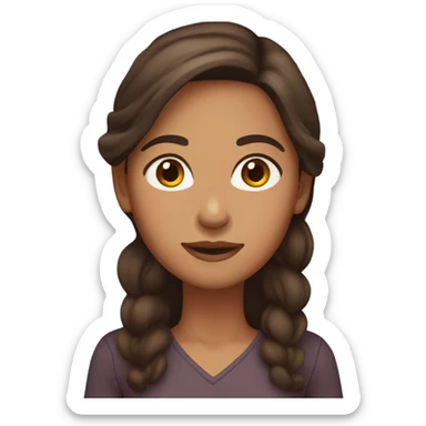 woman with long chocolate brown hair and brown eyes with tan olive skin sticker