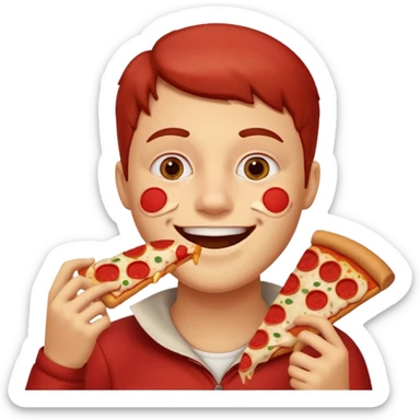 Happy face eating pizza  sticker