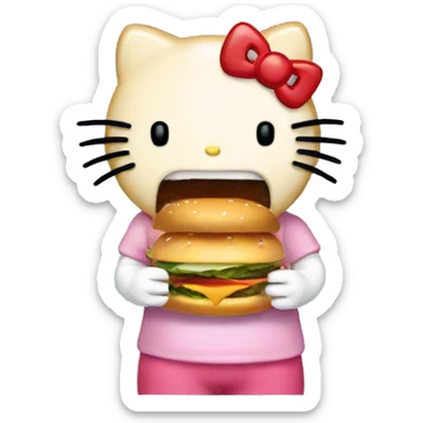 Hello kitty eating a burger  sticker