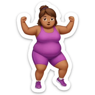 Chubby Brown girl brown hair exercising  sticker