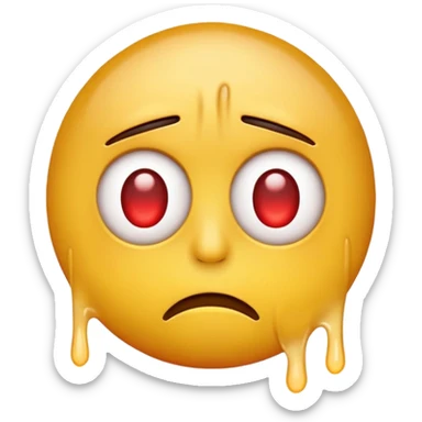 create a typical yellow head emoji with red eyes who is totally overworked  sticker