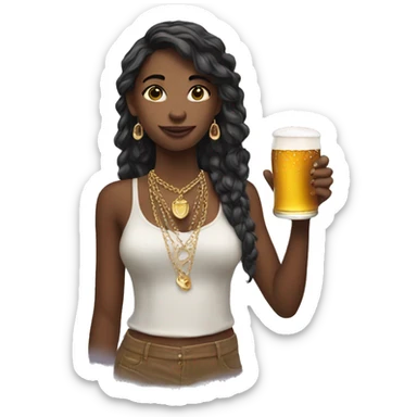 girl with beer and jewelry sticker