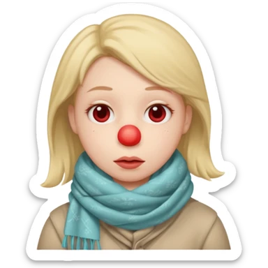 плюшеве личко, шарф до носа, температура, червоний ніс, хвороба sticker