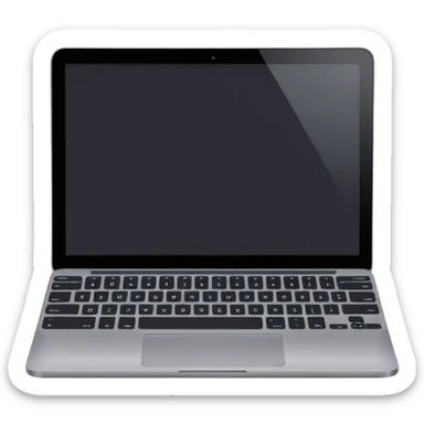 Laptop dark black screen with gray keyboard  sticker