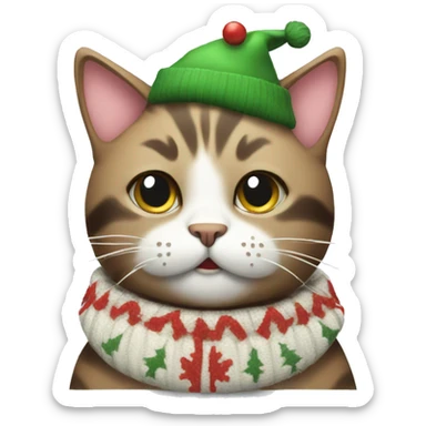 Christmas cat with sweather sticker