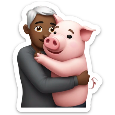 Pig hugs pig sticker
