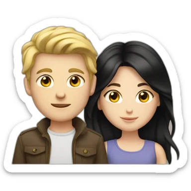 One white boy and white girl with black hair sticker