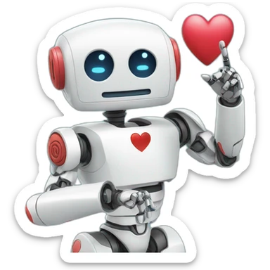 Robot doing a heart sign sticker