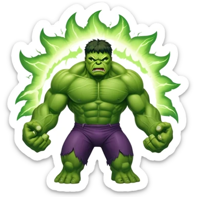 Savage Hulk versus World Breaker Hulk, classic angry Hulk facing powered-up glowing Hulk sticker