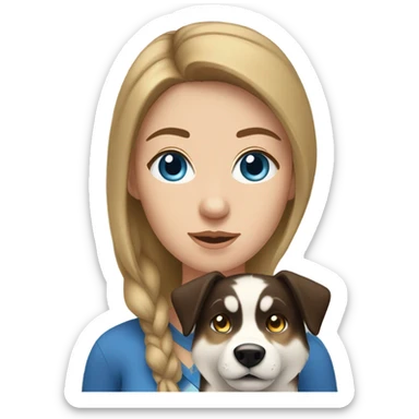 White Woman hair brown and bleus eyes and golden Husky  sticker