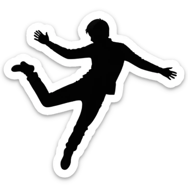 a silhouette of a man faling sticker