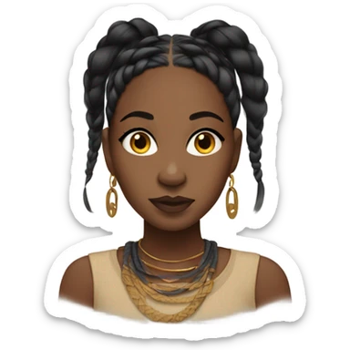 Black girl with fulanibraids and full face makeup  sticker