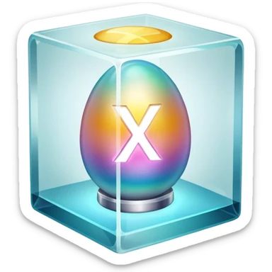 A trophy egg in a glass cube
— Like in a museum or a safe, with an "x?" glowing on it — evokes a sense of rarity and exclusivity. Like, "Not everyone can get here." sticker