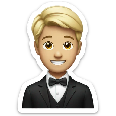 smiling boy in formal attire sticker