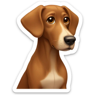 brown dog with floppy ears, a big nose and a big "W" on his chest. sticker