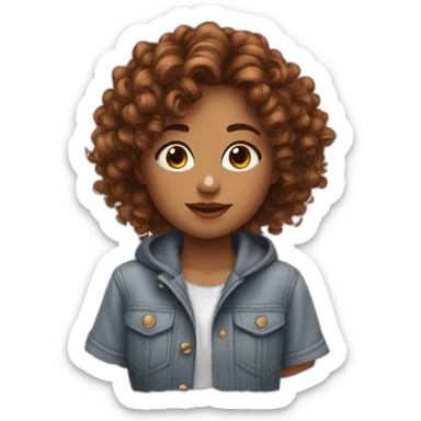 Y2k girl with brown curly hair sticker