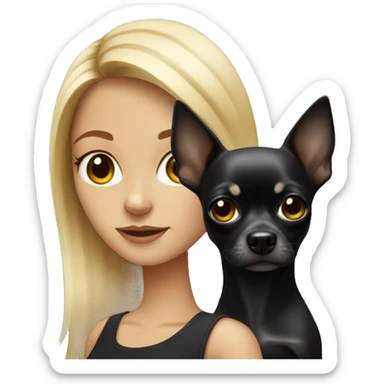 Blonde girl with black chihuahua sticker