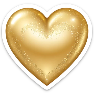 Change the glittery silver color heart with a subtle gradient and no border to a glittery gold color heart with a subtle gradient and no border. Keep the background transparent. Maintain the style and subtle gradient effect of the original heart. sticker