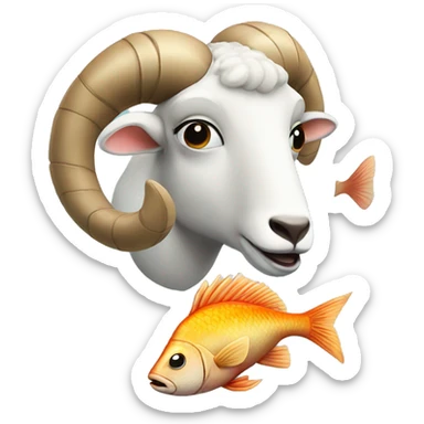 A ram kisses a fish sticker