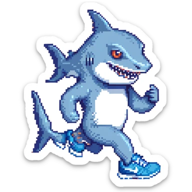 blue shark wearing blue Nike tennis shoes sticker