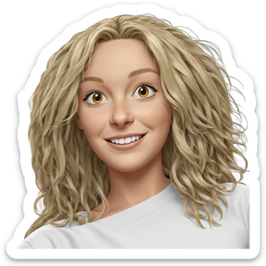 smiling girl with long blonde hair sticker