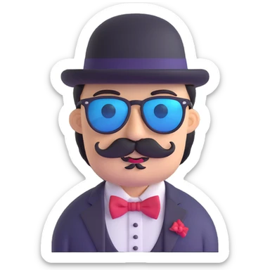 hat, sunglasses, moustache, and bowtie sticker
