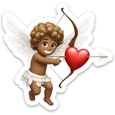 Realistic Cupid holding his heart bow sticker