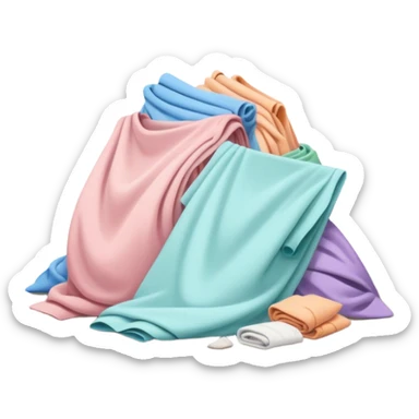 Dirty pile of laundry with neutral pastel colours on the ground  sticker