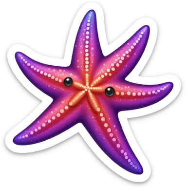 color gradient between red and purple glitter cute starfish sticker