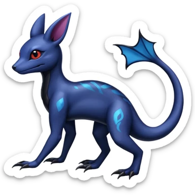 Scaley Exotic Salandit-Noibat-Umbreon-Fakémon-hybrid-creature (full body)  sticker
