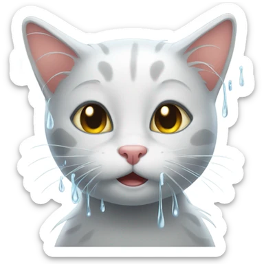 Soaking wet kitty  sticker