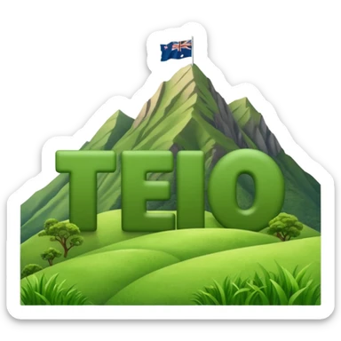 make me a emoji that has the name ted writen inside of a mountain range in new zealand and have the words nz writen under neath make it simplistic and make the mountains grassy mountains and write nz under it all sticker