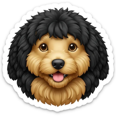 Black golden doodle dog sticker